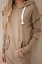 Rochie cu volane decorative și glugă, camel - 4