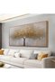 Golden tree canvas, large wall art, living room decor, abstract tree painting, 3D textured canvas Print art, modern home decor, gold framed painting, luxury wall pictures.