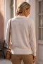 Ecru Polo Collar Long Sleeve Metal Buttoned Thin Sequined Ribbed Hem Casual Knitwear Sweater 66 62 - 6