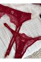 Women's Burgundy Satin Lace Detailed Bra Set - 3