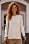 Ecru Round Neck Cuffed Sleeves Thin Sequined Casual Knitwear Sweater 70 65 - 3