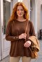 Brown Round Neck Cuffed Sleeves Thin Sequined Casual Knitwear Sweater 70 65