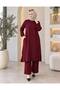 Elastic Waist, Pockets, Front Pearl Embroidery, Long Tunic, Crepe Fabric, Tunic and Skirt Two-Piece Set - 3