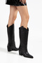 Women's Cowboy Boots Pointed Toe Thick Heel Simple Western Boots - 4