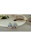 Vintage Blue Stone Oval Steel Earrings
