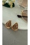 Vintage Coffee Stone Oval Steel Earrings - 6