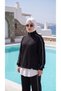 Women's Casual Style Oversize Sweatshirt and Pants Two-Piece Set with Hijab - Top and Bottom Set - 3