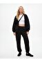 Regular Fit Elastic Leg Basic Black Tracksuit