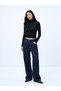 Slim Fit High Collar Black Sweatshirt