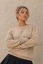 Kadın Bej Bisiklet Yaka Basic Pamuklu Sweatshirt - 6