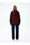Relaxed Fit Zippered Hooded Burgundy Sweatshirt - 3