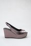 Platinum Metallic Platform Wedge Heel Open Toe Evening Dress Shoes with Back Strap - 2