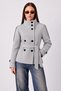 Zr Women's Stand Collar Belted Short Lined Gray Cashmere Coat