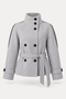 Zr Women's Stand Collar Belted Short Lined Gray Cashmere Coat - 4