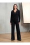 Women's Corded Fabric Neck and Leg Zippered Slit Knit Set - 2