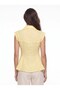 Yellow Cotton Linen Textured Shirt with Collar, Waistband, Flounce Skirt Detail and Buttoned Shirt - 3