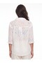 White Cotton Blend Long Sleeve Classic Collar Buttoned Guipure Embroidered Shirt - 3