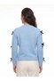 Baby Blue Soft Textured Knitwear Crew Neck Regular Cut Bow Detailed Knitted Sweater - 2