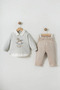 Baby Boy Thessaloniki Knitted Horse Patterned Shirt with Collar and Pants 2-Piece Set - 3