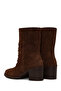 Women's Brown Thick Heeled Suede Leather Boots Wf180031Ds - 8
