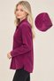 Women's Velvet Shirt Ribbed Long Sleeve Buttoned Relaxed Fit - 2