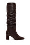 Women's Brown Thick Heeled Leather Boots Wf160011Dv