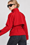 Belted Short Trench Coat Laz0013 Red - 6