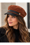 Women's Suede Winter Newsboy Cap Captain Hat - 5