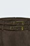 Suede Double Belted Mini Skirt - Brown - 4