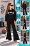 Winter, Spring, and Autumn Girls' Black Spanish Flared Bottoms and Black Sweat Top - 2