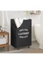 90L Large Rectangular Collapsible Laundry Hamper with Wheels, Beige - 2