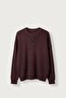 Men's Oversize Henley Collar Knit Sweater Claret Red