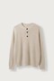 Men's Oversize Henley Collar Knit Sweater Beige