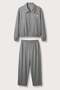 Men's Relax Fit Striped Zippered Jacket and Pants Set Gray