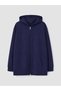 Navy Blue Plus Size Women's Zippered Sweatshirt - 3
