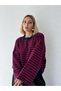 Livia Oversize Striped Knitwear Sweater Women's Red - Navy Blue - 4