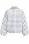Gray Square Pattern Bomber Jacket with Elastic Detail at the Wrist - 4245 - 2