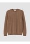 Ozmarka New Season Brown Crew Neck Patterned Men's Knitwear Sweater - 4