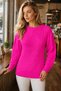 Women's Round Neck Long Sleeve Thessaloniki Sleeve Hair Braided Twisted Stylish Elegant Casual Fuchsia Knitwear Sweater - 8