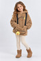 Girl's Plush Hooded Sweatshirt with Pretty Embroidery, Toy Accessories and Bag, Winter Top Ak4130