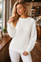 Women's Round Neck Long Sleeve Thessaloniki Sleeve Hair Braided Twisted Stylish Elegant Casual White Knitwear Sweater - 7