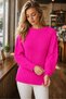 Women's Round Neck Long Sleeve Thessaloniki Sleeve Hair Braided Twisted Stylish Elegant Casual Fuchsia Knitwear Sweater - 7