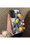 Samsung Galaxy A25 Compatible Yellow Lemon Blue Leaf White Small Flower Shock Absorbing Protection