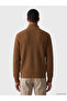 Ozmarka New Season Brown Stand Collar Men's Knitwear Sweater - 3