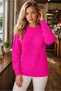 Women's Round Neck Long Sleeve Thessaloniki Sleeve Hair Braided Twisted Stylish Elegant Casual Fuchsia Knitwear Sweater - 2