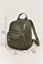 Women's Khaki Functional Multi-Compartment Leather Detailed Column Strap Daily Backpack - 4
