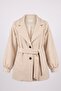 Double-Breasted Collar Belted Buttoned Soft Textured Plush Coat - 5