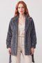 Double-Breasted Collar Belted Buttoned Soft Textured Plush Coat - 2