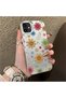 iPhone 12 Mini Compatible Colorful Multicolor Daisy Plants Retro Hand Drawn Flower Print