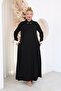 Plus Size Dress with Stone Collar and Detailed Sleeves - 3